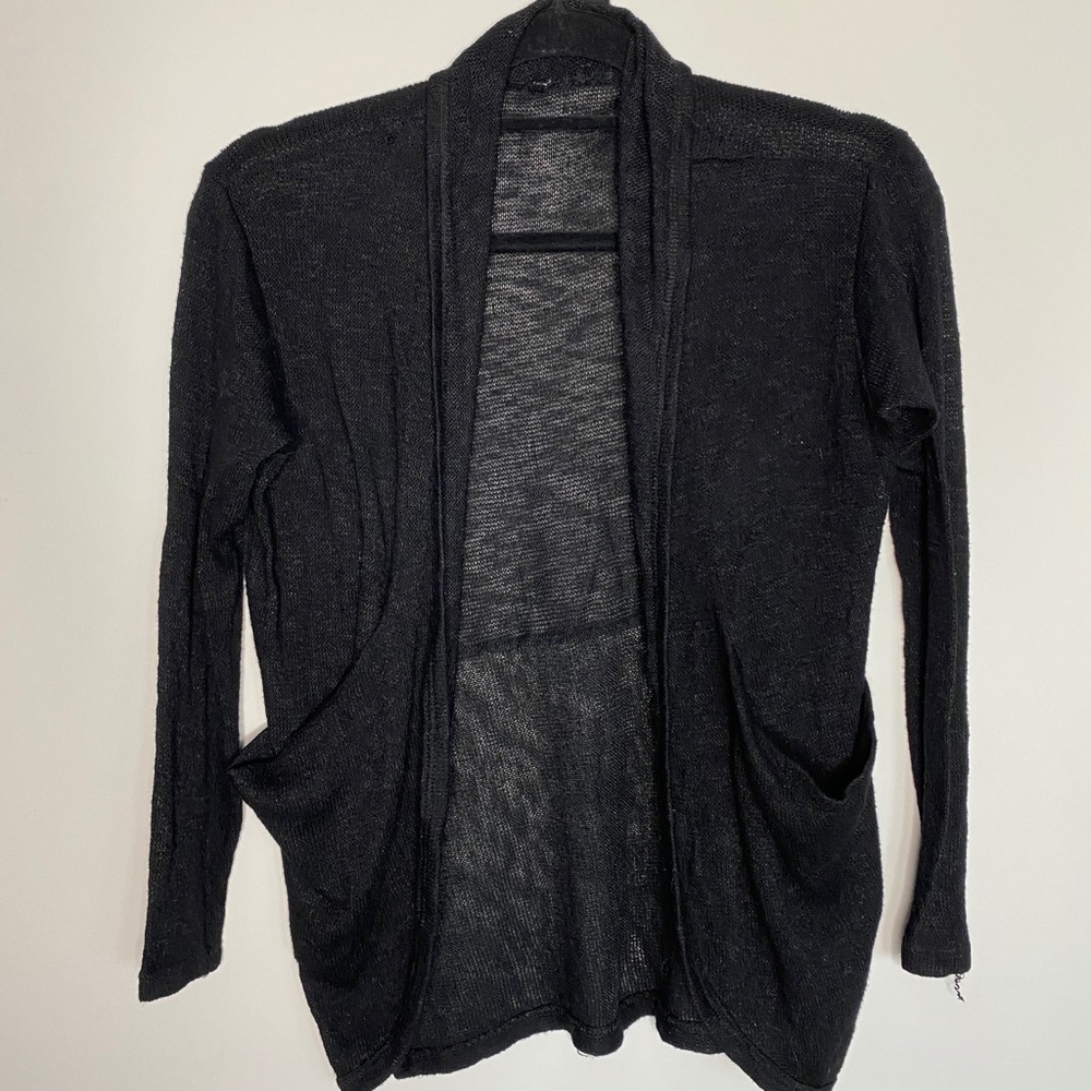 Black long sleeve cardigan with pockets